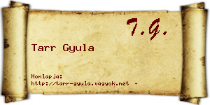 Tarr Gyula névjegykártya